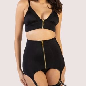 Bettie page lingerie black wireless zip bra pinup retro us 14